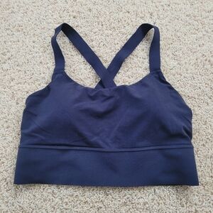 Athleta Warrior Longline Bra M Pull On Racerback Navy Blue